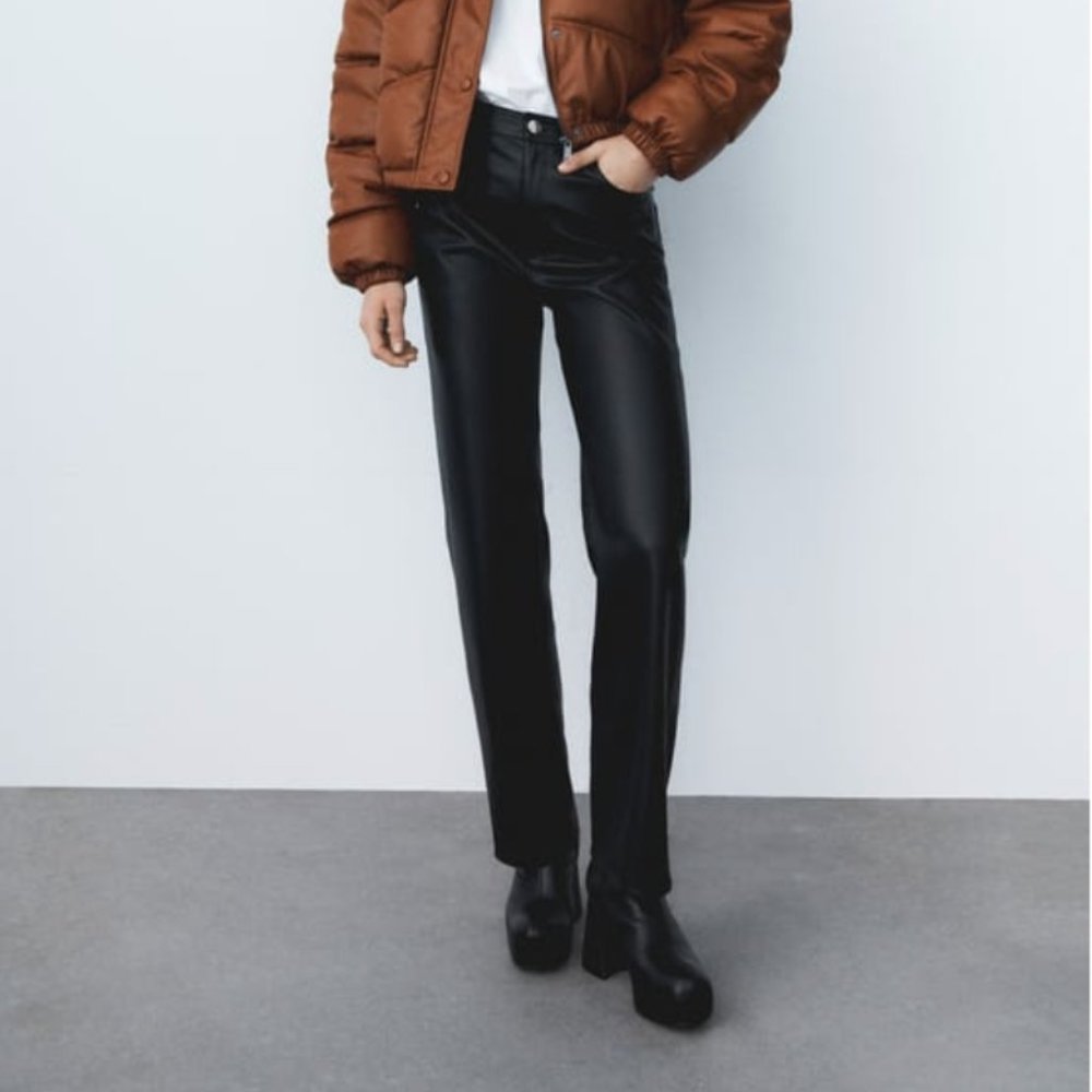 Zara FULL LENGTH FAUX THE ‘90S LEATHER PANTS